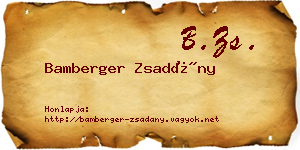 Bamberger Zsadány névjegykártya